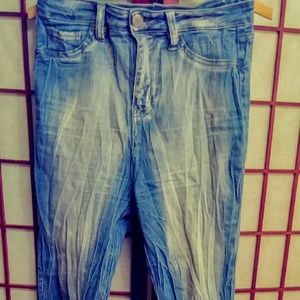 Crinkled stretch jeans